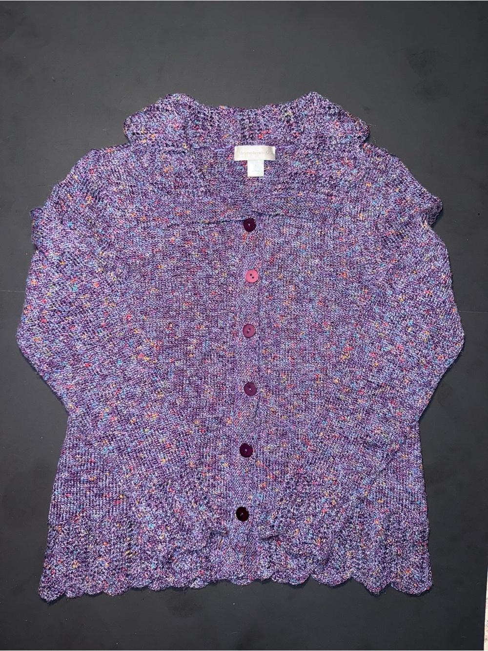 Christopher & Banks Purple Speckled Button-Front Cardigan